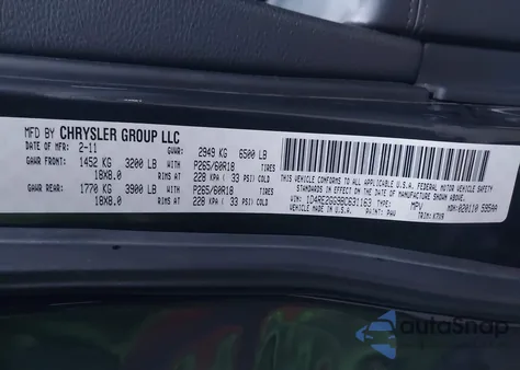 2011 Dodge Durango Express from USA, damaged, VIN 1D4RE2GG9BC631163